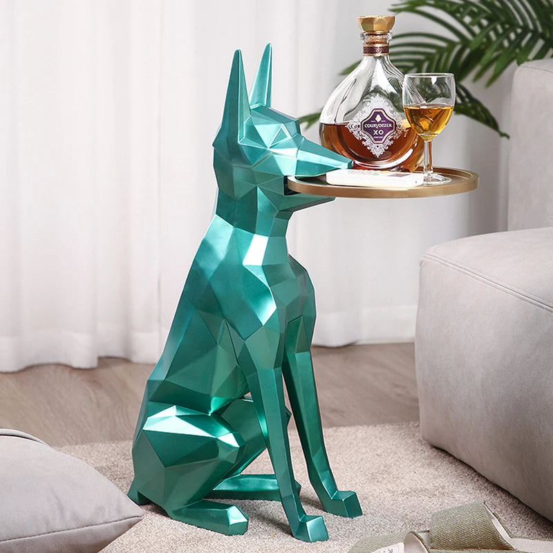 Nordic Home Decoration Doberman Dog Statue Large Animal Tray Sculpture Resin Crafts Extravagant Gift Living Room Porch Ornaments