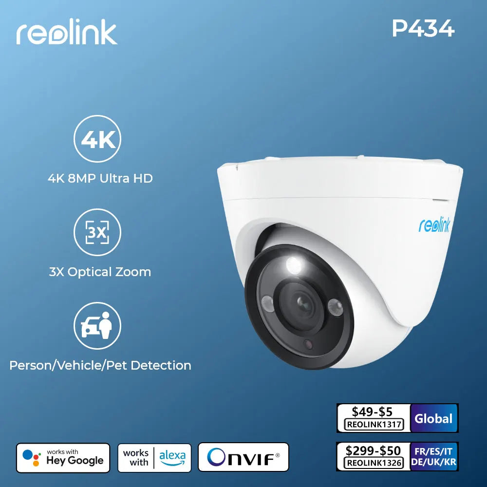 Reolink 4K PoE Security Camera 3X Zoom Outdoor 8MP IP Cam Smart AI Person/Car/Pet Detection Home Protection Surveillance Cameras