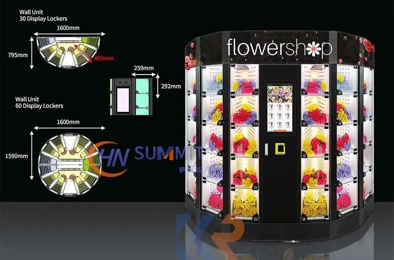 Rose Flower Vending Machine Automatic Rose Bouquet Smart Fridge Locker Vending Machine With 30 Windows