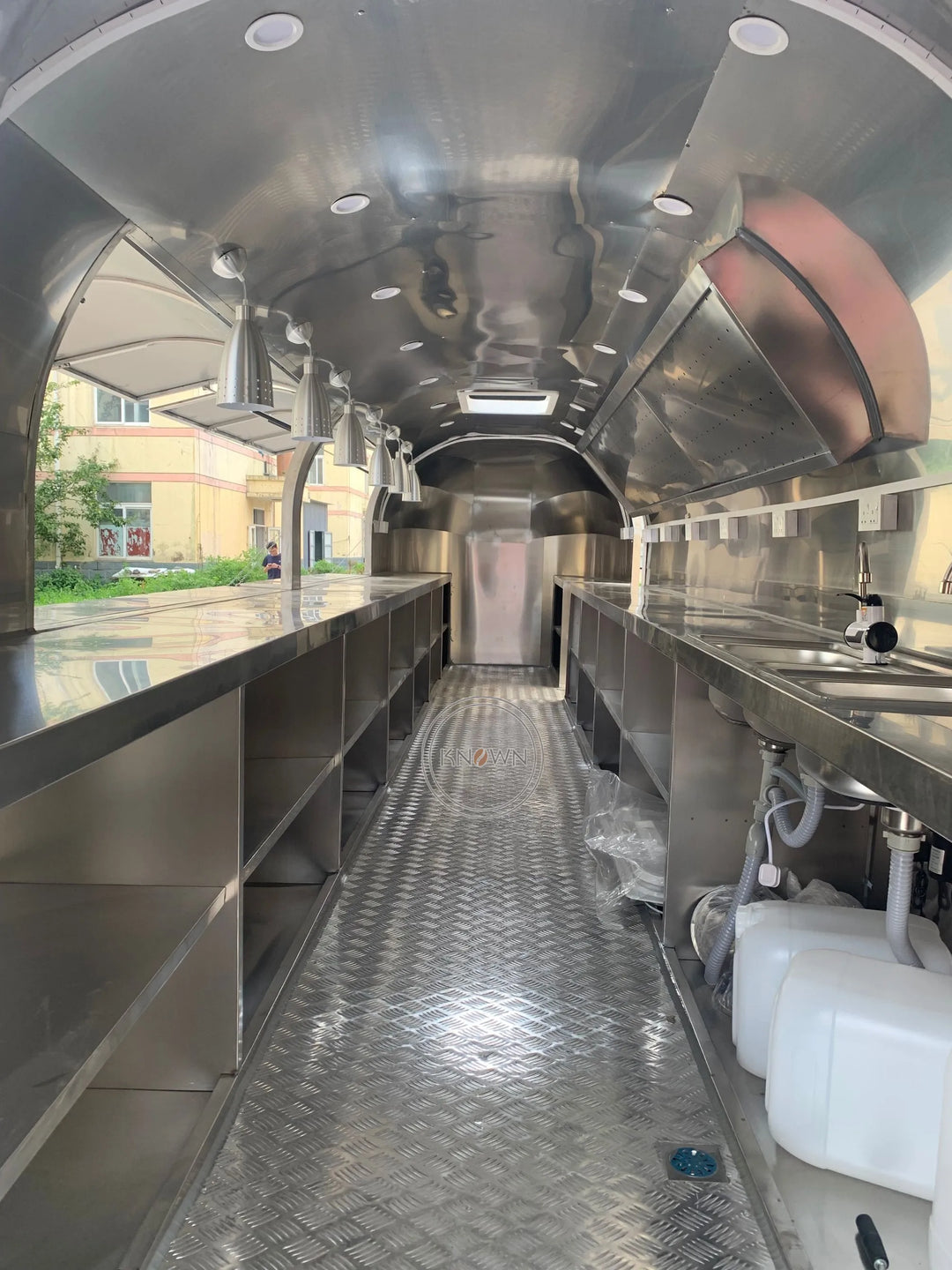 OEM Mobile Airstream Catering Food Trailer Cart 26ft Coffee Catering Van Stainless Steel Kiosk With Cooking Equipment