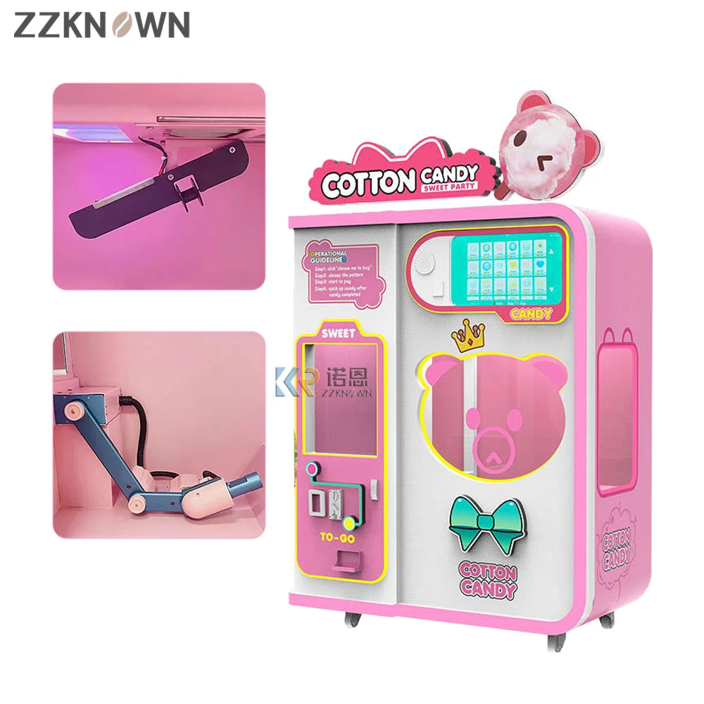 Marshmallow Fully Automatic Snack Machine Cotton Candied Vending Machine For Amusement Center