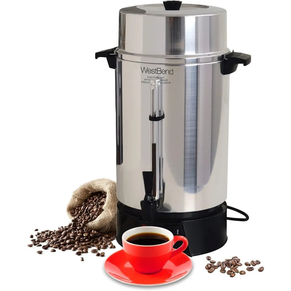 West Bend 33600 Coffee Urn Commercial Highly-Polished Aluminum NSF Approved Features Automatic