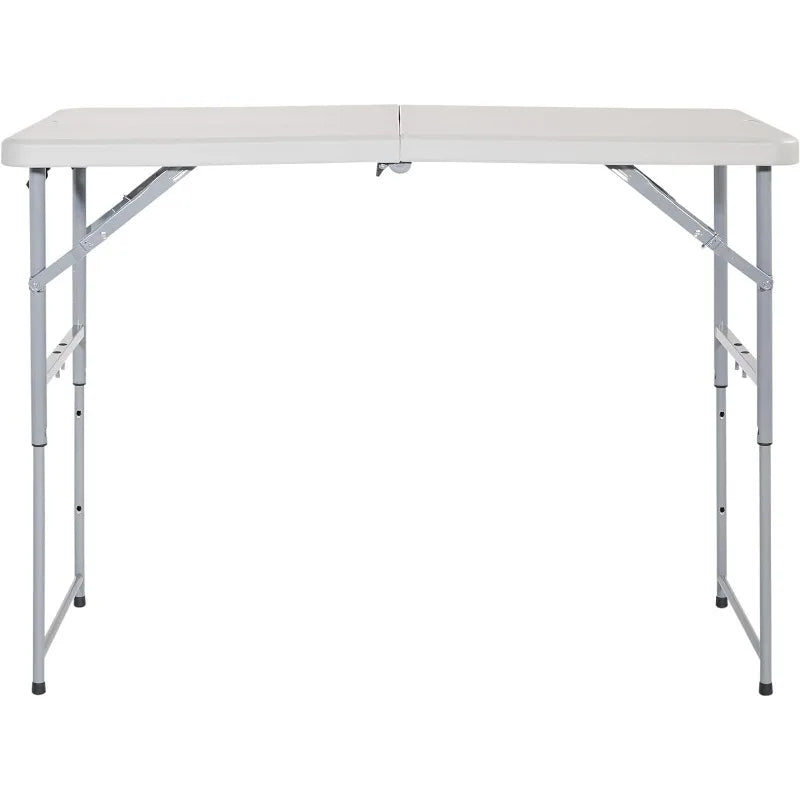 Office Star Resin Multipurpose Rectangle Table Height Adjustable, Center Folding Table, Light Gray Camping Equipment