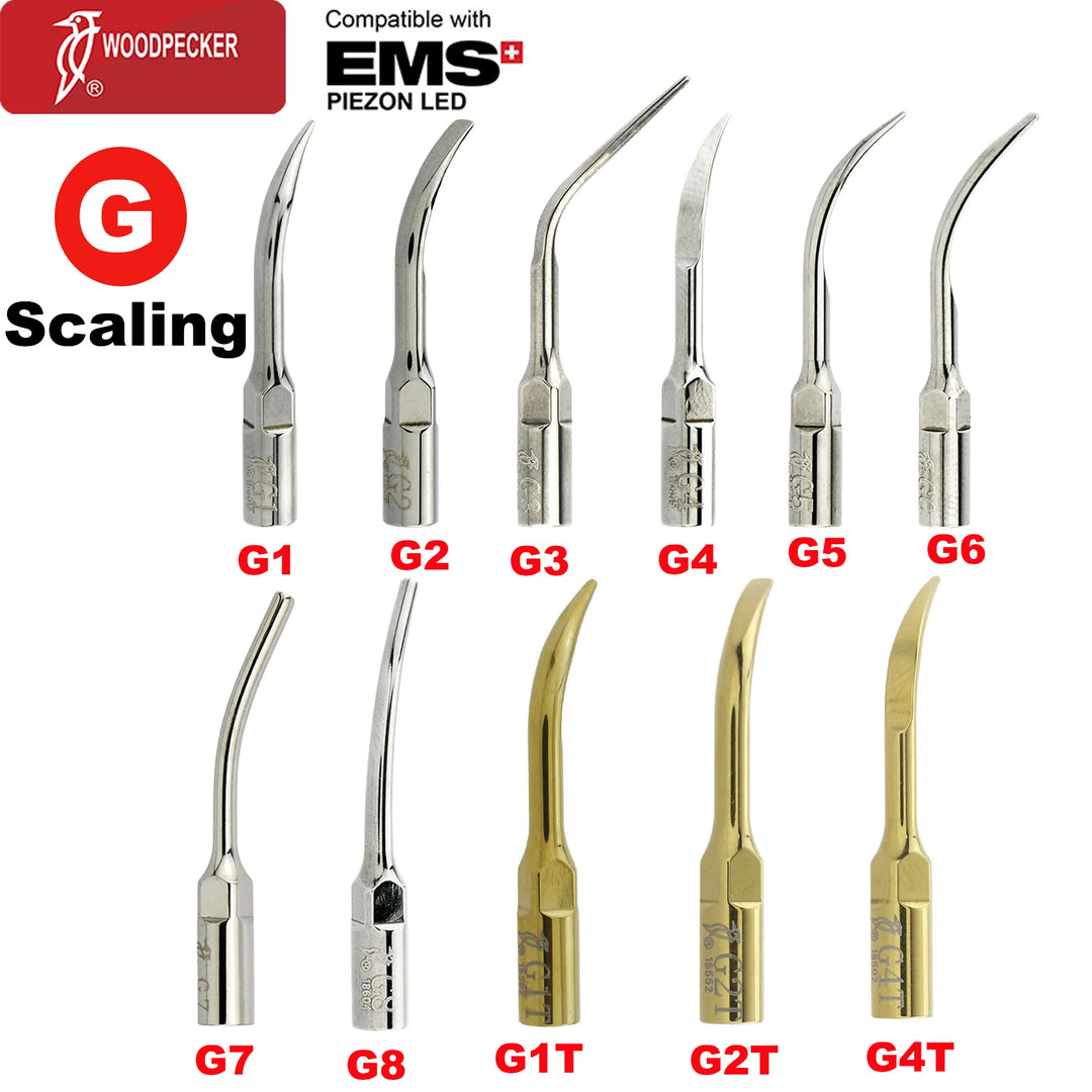 Woodpecker Dental Scaler Tips Ultrasonic Tooth Cleaning Machine Cutter Head Endo Perio Scaling Tips Fit EMS UDS Scaler Handpiece