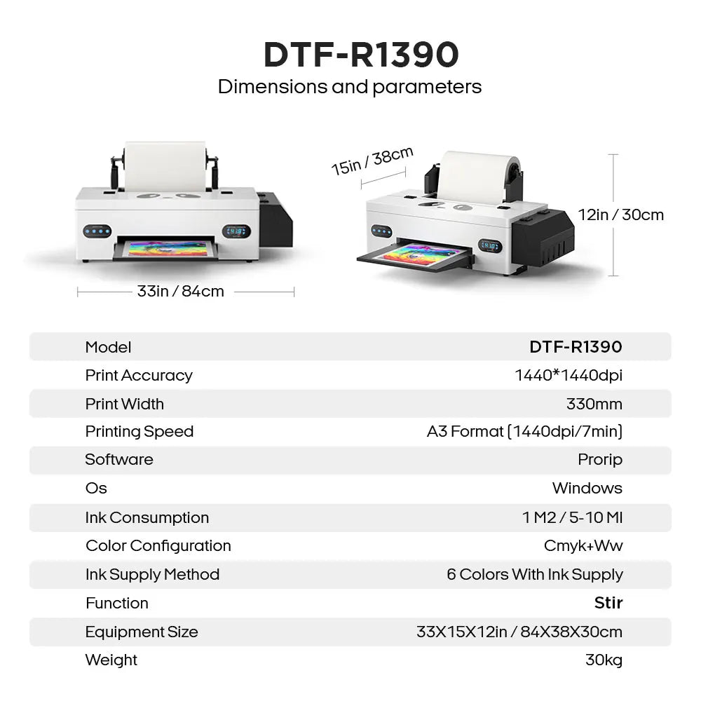 Procolored A3+ R1390 Dtf Printer Direct To Film Printing Machine With curing oven For T-Shirts And Textile