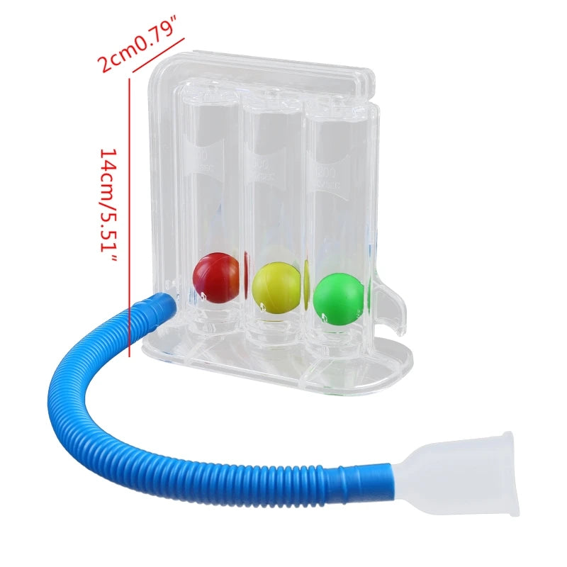 3-Ball Deep Breathing Exerciser Capacity Training Device Incentive Spirometer Spirometry Breath Exercises and Measurements