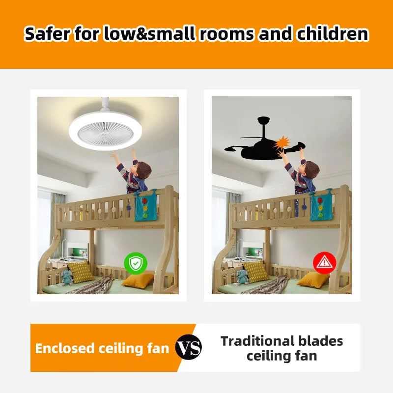 Luster Silent Ceiling Fan Light with Remote Lamp, E27 Control, Bedroom, Living, Home, Lighting Source, Ac85-265v  Ceiling Fan