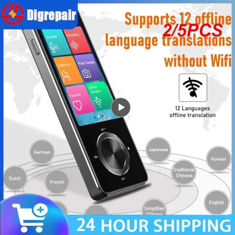 2/5PCS Language Translator Device 107 National Languages Intelligent Translator Real-time Voice Recording Text Translation