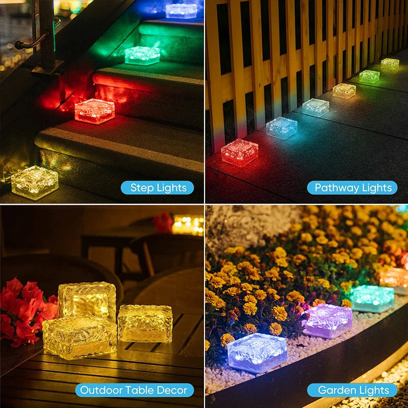 1/2/4PCS Solar Led Ice Cube Brick Lights Outdoor Waterproof Path Stair Step LED Sunlight Solar Light Garden Yard Landscape Lamp