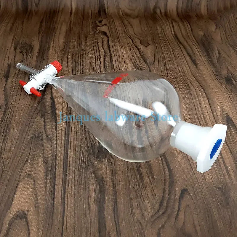 1piece Laboratory 30ml to 1000ml Glass Pear - Shaped Separation Funnel with Glass Piston/PTFE Piston, Grinding Mouth Drop Funnel