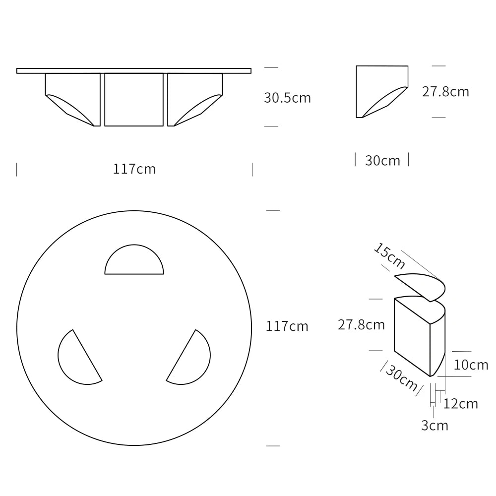 Wedge Coffee Table Round Glass Table Modern Tempered Glass Table with Heavy Duty Brushed Steel Legs for Living Room Home Office