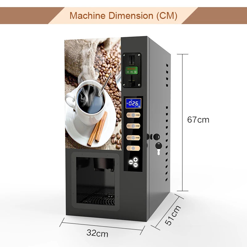 High Quality 3 Different Kinds Automatic Coin Operated Tea Time Coffee Vending Machine