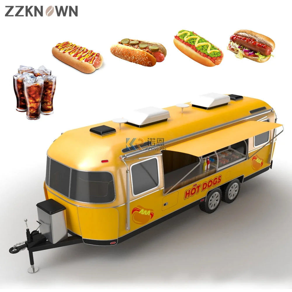 OEM Mobile Airstream Catering Food Trailer Cart 26ft Coffee Catering Van Stainless Steel Kiosk With Cooking Equipment