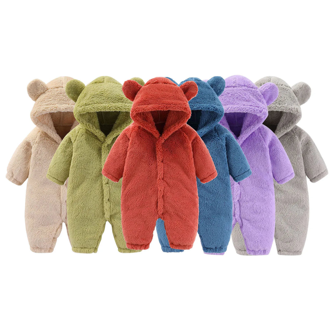 0-12M Newborn Baby Rompers Autumn Winter Warm Fleece Baby Boys Girl Costume Baby Girls Clothing Animal Overall Baby Jumpsuits