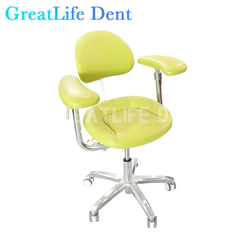 GreatLife Dent Dentist Chair Surgical Nurse's Stool with 360 Degree Rotation Armrest PU Leather Assistant Dental Dector Chair