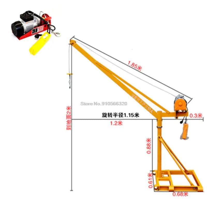 220V 100kg 12m Lifting Hoist Electric Feeding Elevator Building Decoration Small Lifting Crane Household Electric Hoist Crane