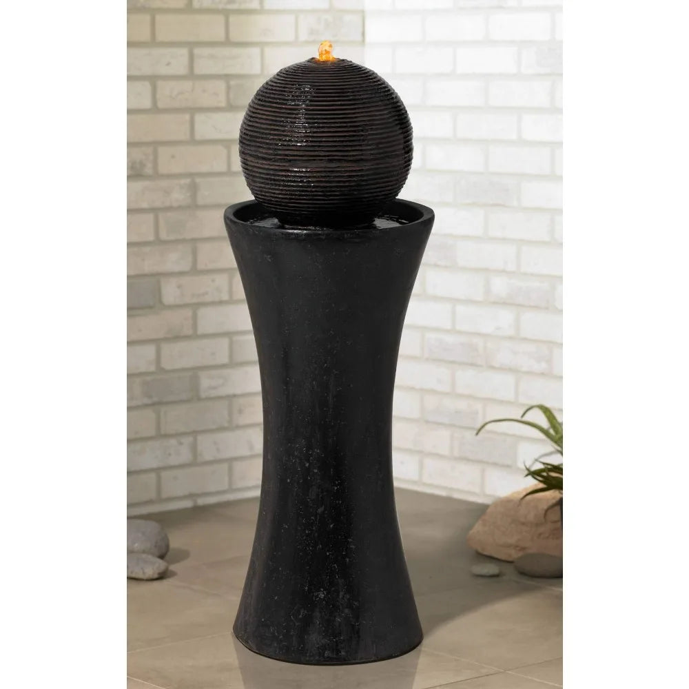 2024 New Modern Zen Outdoor Floor Water Fountain 30" High with LED Light Bubbler Pillar for Garden