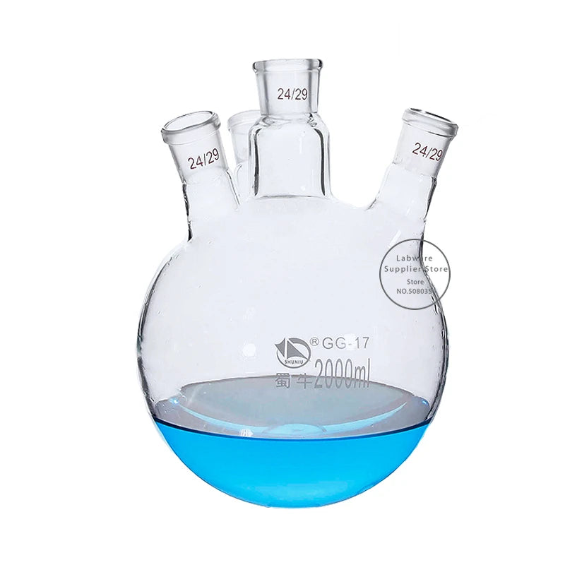 1piece 100ml-2000ml Laboratory High Borosilicate Glass Four-seater Distillation Flask for Chemistry Kits