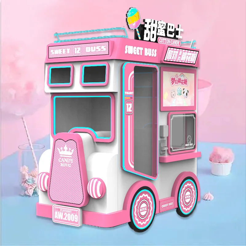 Automatic Cotton Candy Vending Machine Coin-Operated Fully Automatic Cotton Candy Vending Fairy Floss Machine Robot