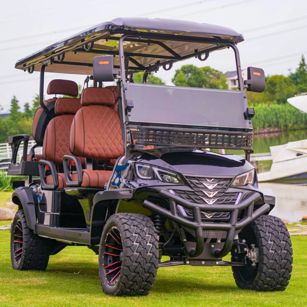 2023 Newest Lithium Battery Golf Car 48V Adults Scooter Solar Panels Powered 4 6 Seater Off Road Beach Buggy Electric Golf Cart