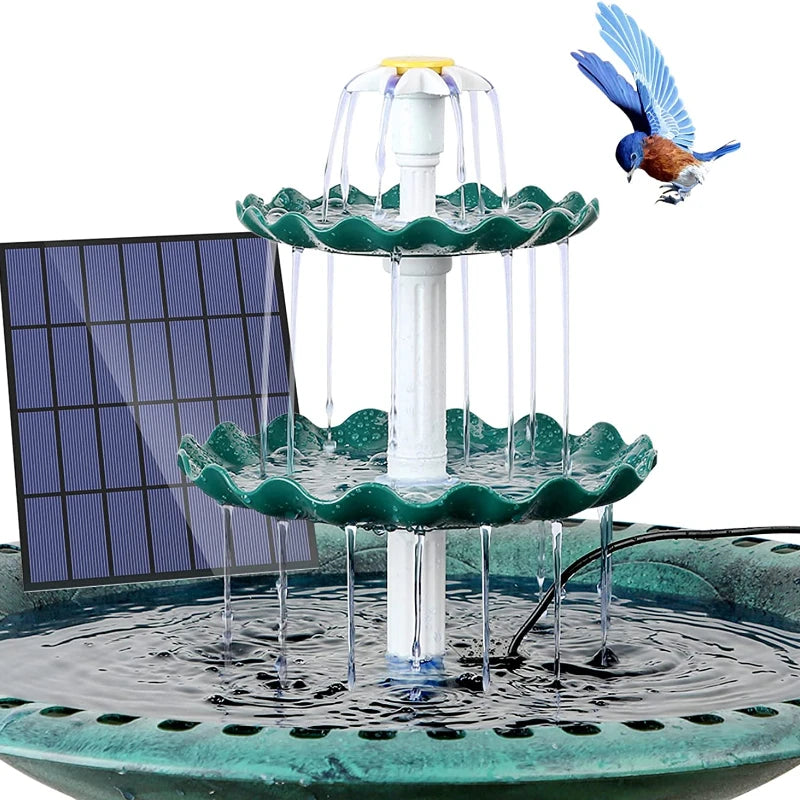 3 Tiered Bird Bath with 3W Solar Pump, DIY Solar Fountain Detachable and Suitable for Bird Bath, Garden Decoration