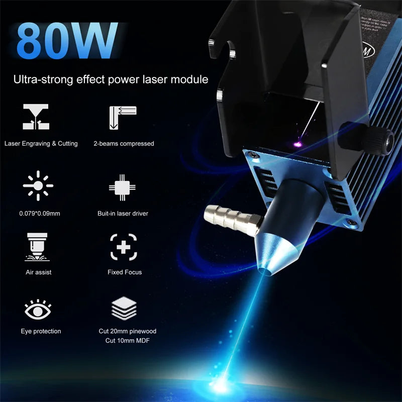 AENBUSLM 40W 80W Laser Engraving Head CNC Laser Engraver with Air Pump 12V 24V Laser Module Engraving Laser Cutter DIY Tools