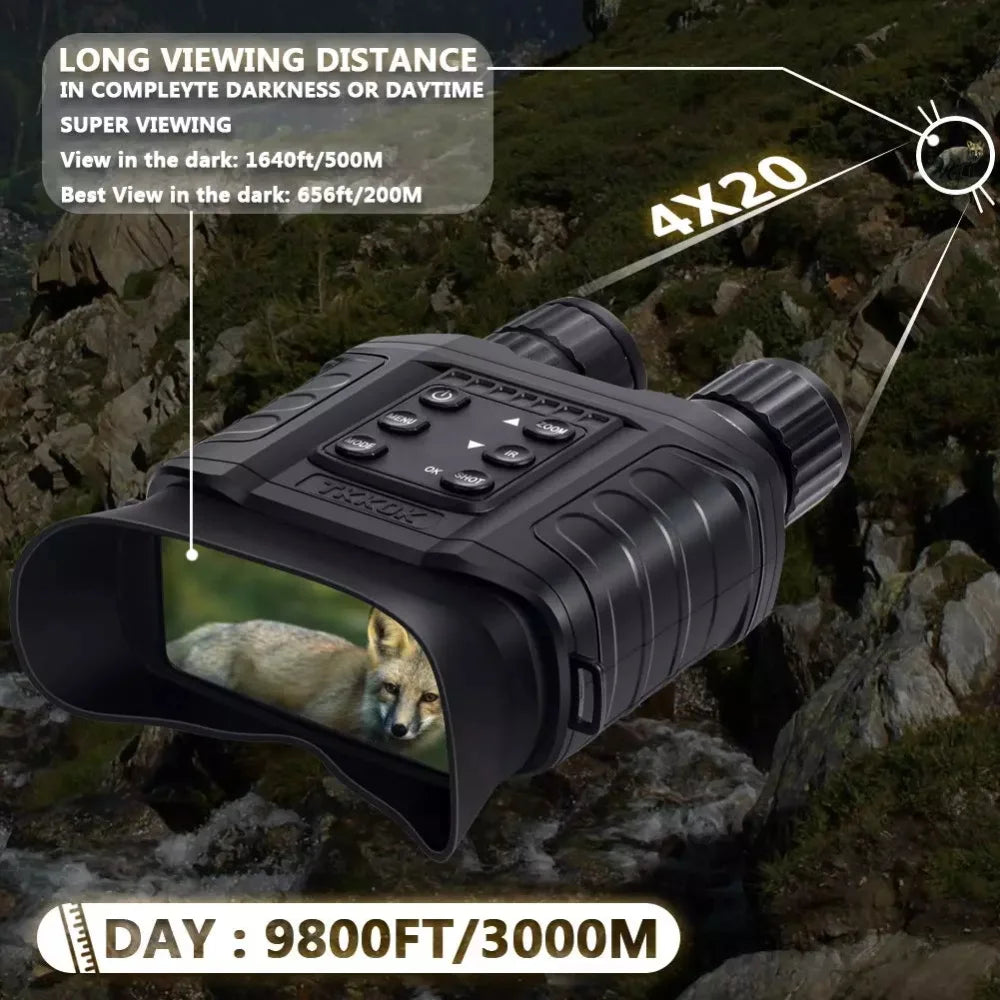 W550B Professional 500M Infrared Night Vision Binoculars 4 inch 20X Optical Zoom 4X Digital Zoom Telescope for Hunting Camping