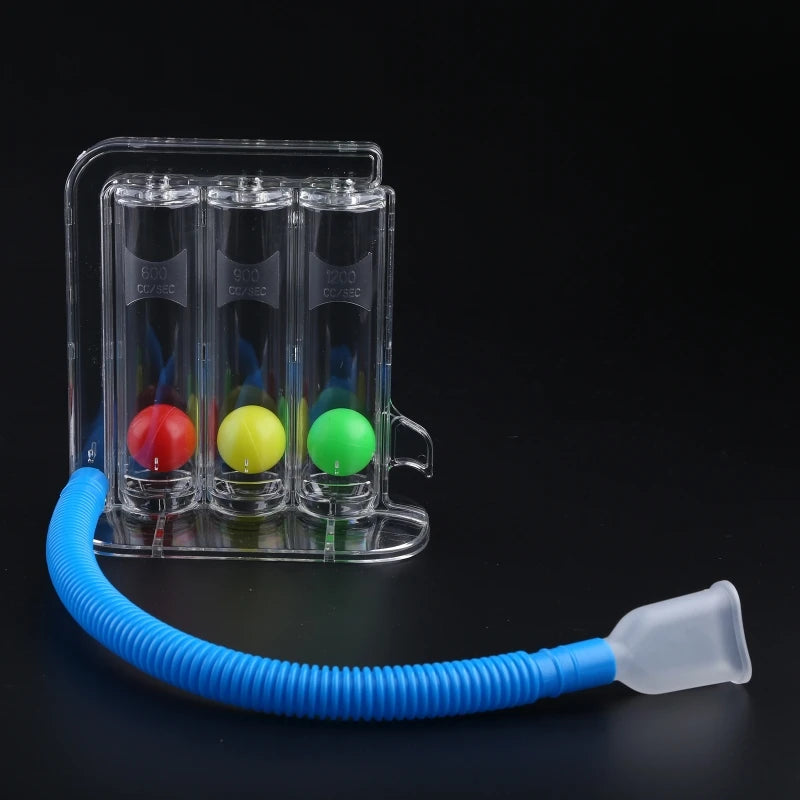 3-Ball Deep Breathing Exerciser Capacity Training Device Incentive Spirometer Spirometry Breath Exercises and Measurements