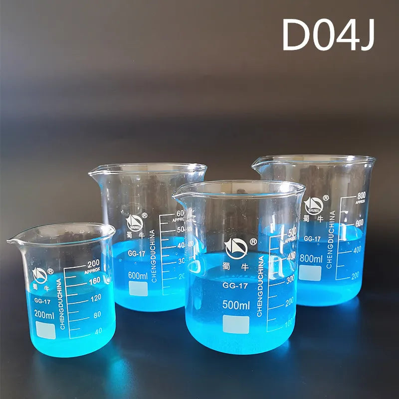 25ml-800ml 1Set Lab Borosilicate Glass Beaker All Sizes Chemical Experiment Laboratory Equipment Measuring Cup