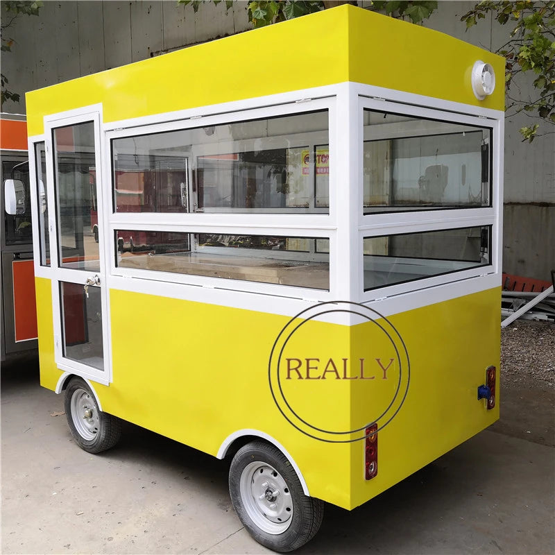 Street Mobile Fast Food Truck Coffee Bubble Tea Vending Kiosk With Catering Equipment Small Hotdog Square Dinning Car