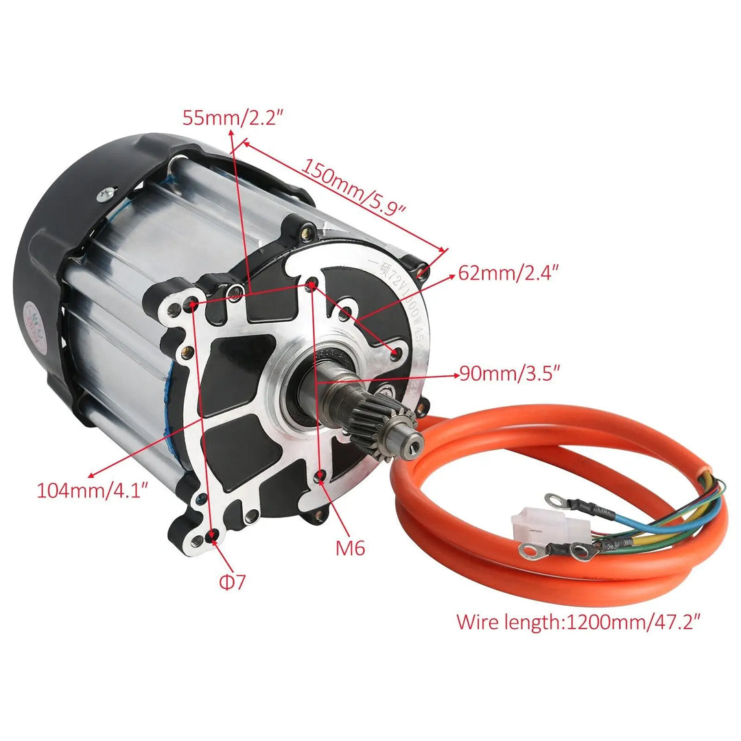 72V 1500W Electric Differential Motor Brushless  for Go Kart ATV Quad Scooter Golf Cart Motorcycle Parts