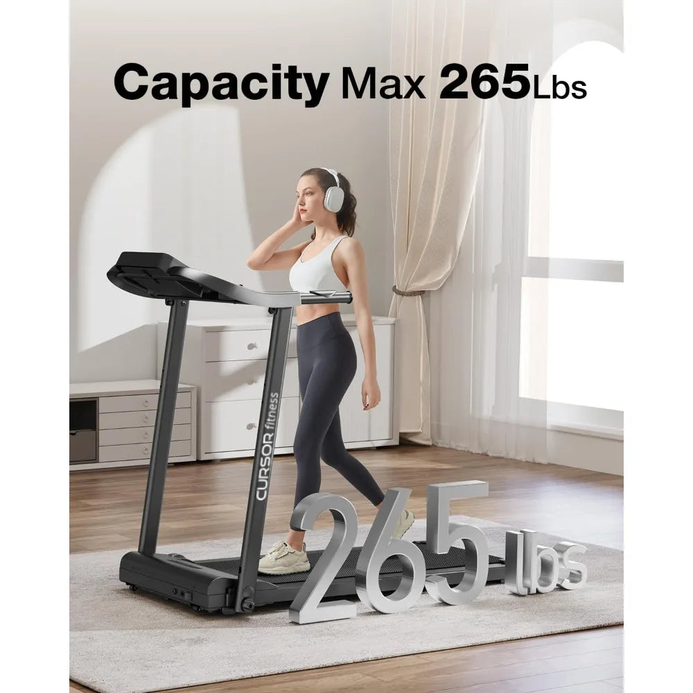 2024 New Home Folding Treadmill with Pulse Sensor, 2.5 HP Quiet Brushless, 7.5 MPH, 265 LBS Capacity