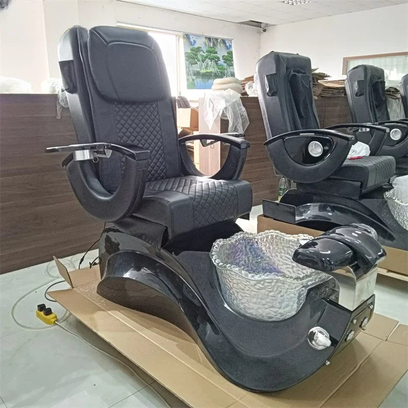 2023 Modern Black Pipeless Jet Foot Spa Chair No Plumbing Pedicure Chairs for Nail Salon in Stock