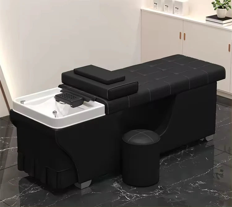 Hot Sale Thai Style Leather Hair Washing Chair Lay Down Table Shampoo Bed For Hair Beauty Salon