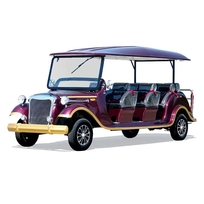 Bestselling Classic Vintage Electric Sightseeing Bus Car Retro Classical Auto 11 Seater with Rain Cover Golf Cart