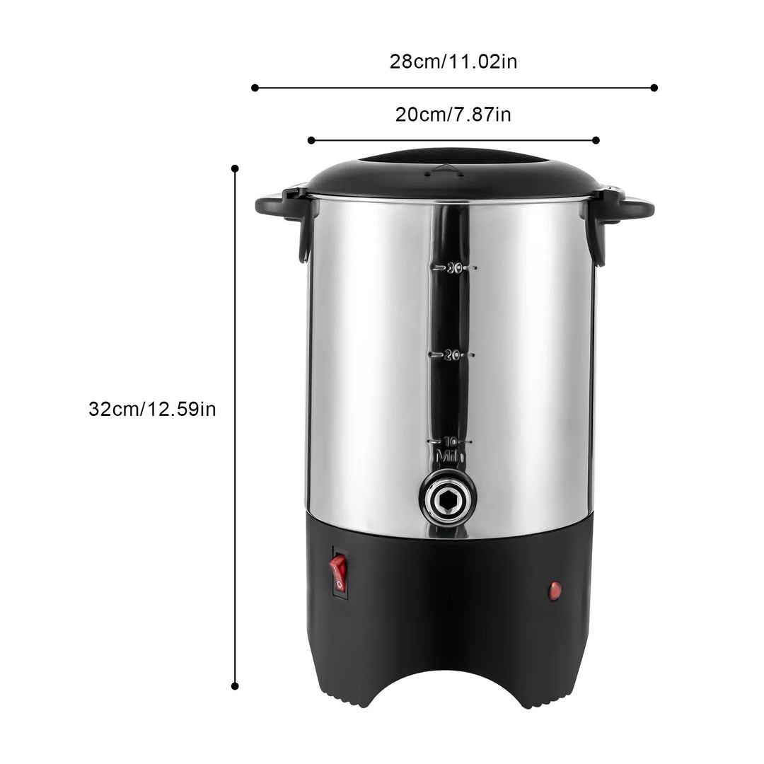 30 Cup Commercial Coffee Urn 304 Stainless Steel Hot Beverage Dispenser 1000W Fast Heating 5.2L Coffee Maker Hot Water Urn