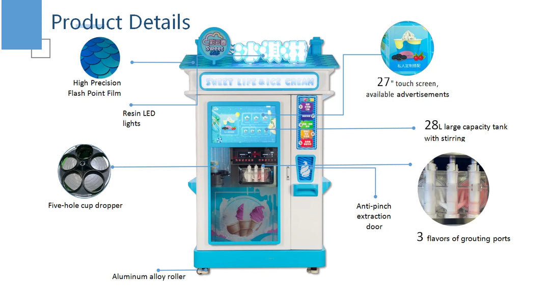 Riteng Soft Ice Cream Outdoor Vending Machine Multi Flavor Fully Automatic Support Qr Code Pay Robot Ice Cream Vending Machine