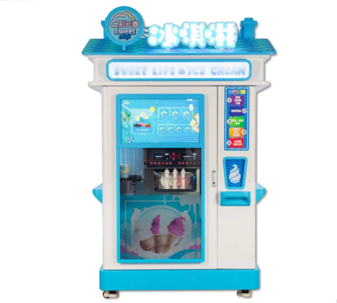 Riteng Soft Ice Cream Outdoor Vending Machine Multi Flavor Fully Automatic Support Qr Code Pay Robot Ice Cream Vending Machine