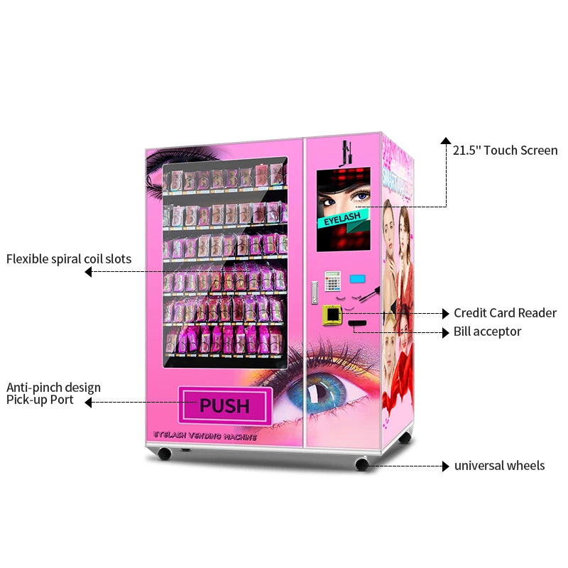 Hot Sell Touch Screen Vending Machines Eyelashes Lapbalm Eyeliners Vending Machine With Adjustable Trays