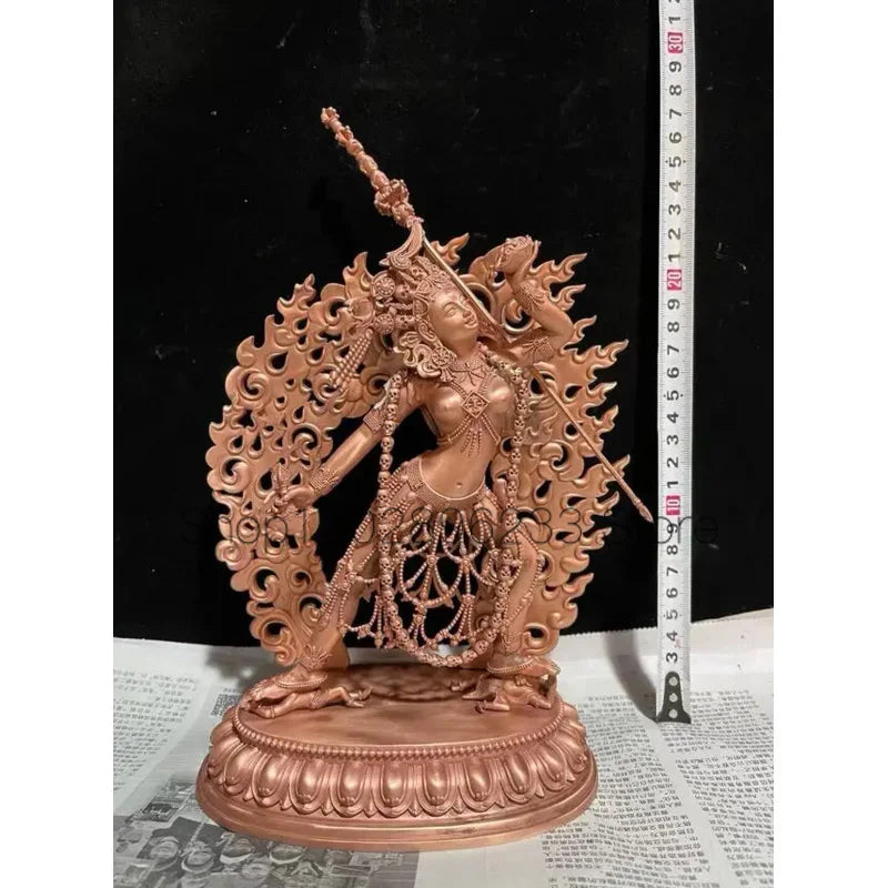 22cm Tibetan Craft Tantric Kung Fu Mother Buddha Statue Tibetan Copper Statue Pure Copper Red Copper Gilt Pendant