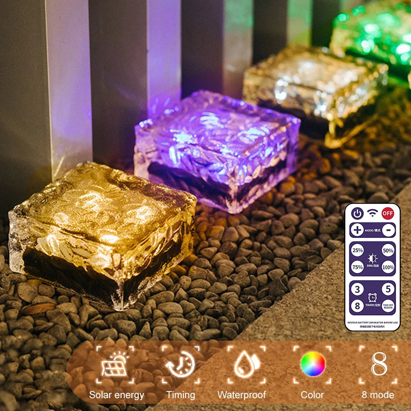 1/2/4PCS Solar Led Ice Cube Brick Lights Outdoor Waterproof Path Stair Step LED Sunlight Solar Light Garden Yard Landscape Lamp