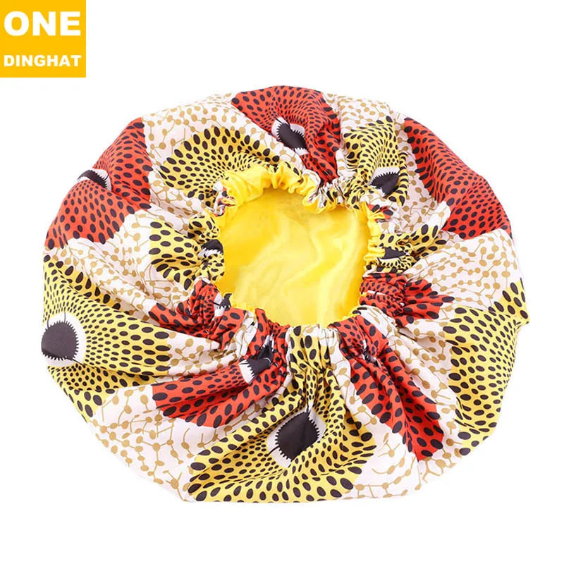 2020 New No. plus-Sized African Printing round Cap Double-Layer Satin Lining Wide Edge Nightcap Chemotherapy Hat