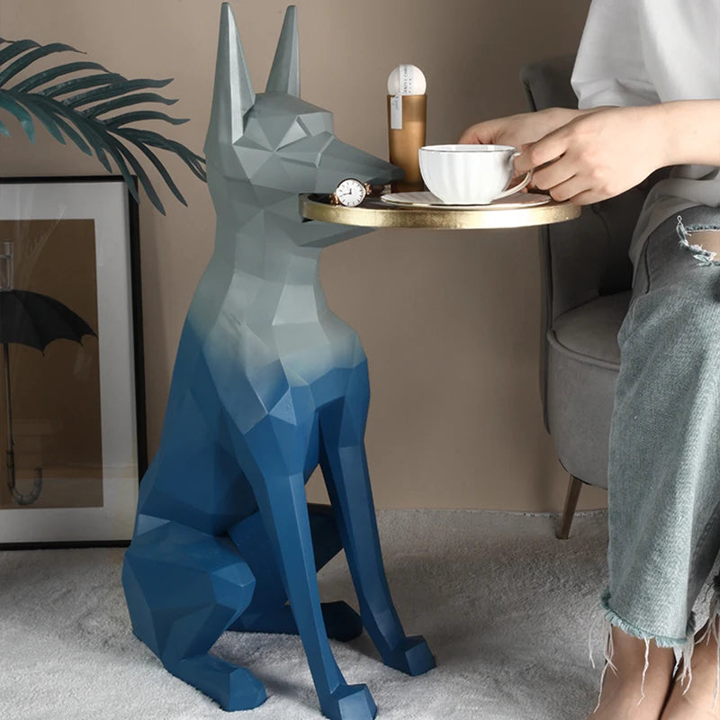 Nordic Home Decoration Doberman Dog Statue Large Animal Tray Sculpture Resin Crafts Extravagant Gift Living Room Porch Ornaments