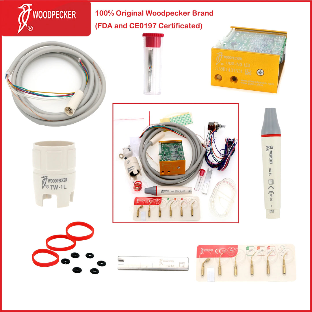 Woodpecker Dental UltrasonicScaler Build In N2 N3 LED Scaler Piezo Scaling Tips For Dental Unit Teeth Cleaning Whitening Fit EMS