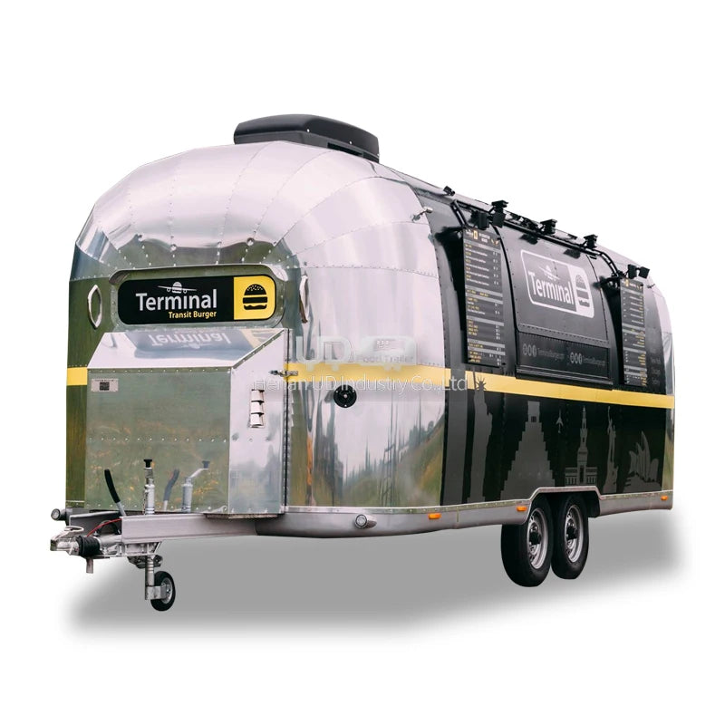 DOT/CE Airstream Food Truck Coffee Catering Mobile Bar Concession Food Trailer Caravan with Full Kitchen Equipments