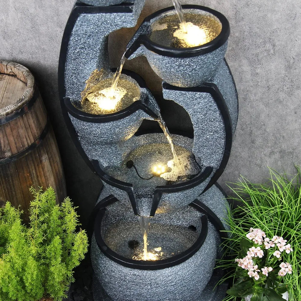 2024 New 37.4''H 5-Tier Outdoor Water Fountains Decor Resin Indoor Fountain