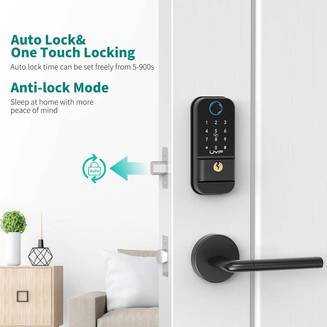 Hornbill Fingerprint Keyless Entry Door Lock M4 Smart Deadbolt Front Locks Electronic Keypad For Home Office Auto Lock IC Card