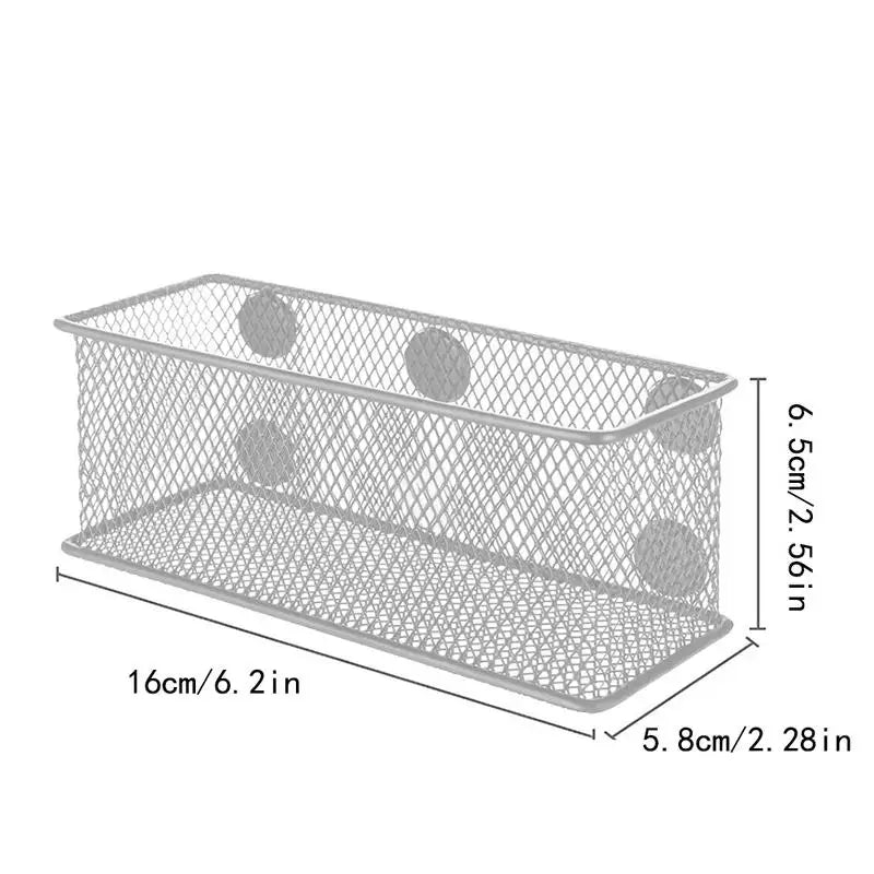 Wrought Iron Grid Magnetic Whiteboard Pen Holder Square Strong Magnetic Fridge Pen Storage Basket Office Supplies Organizer