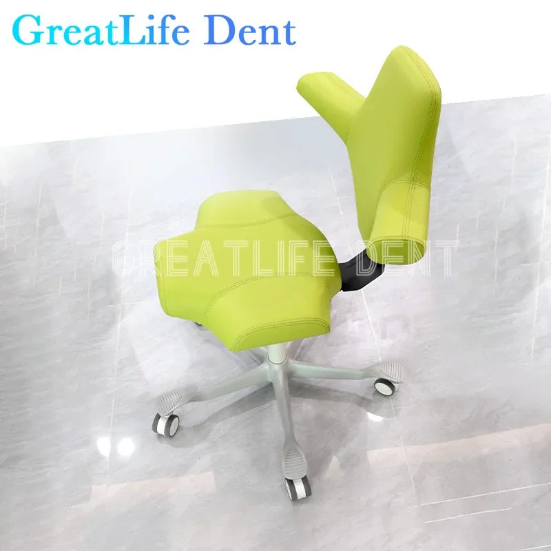 GreatLife Dental Stool Ergonomic Yellow Pu Leather Seat Doctor lifting Swivel Adjustable Back Mute Wheel Swivel Dentist Chair