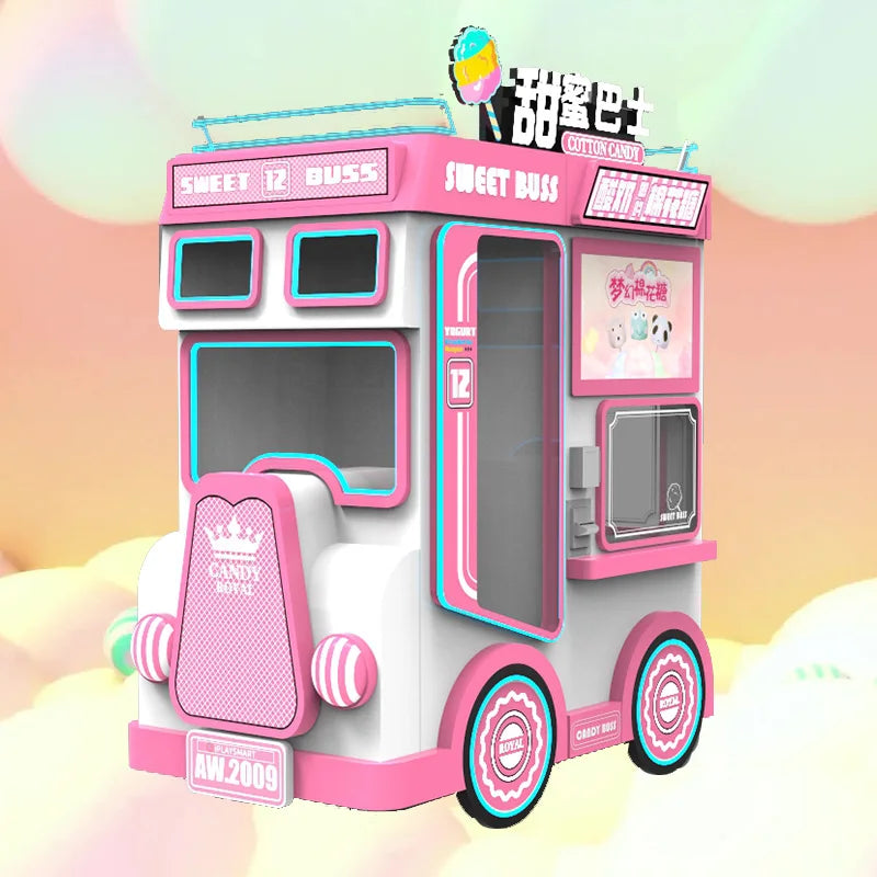 Automatic Cotton Candy Vending Machine Coin-Operated Fully Automatic Cotton Candy Vending Fairy Floss Machine Robot